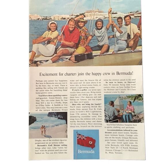 Vintage 1965 Bermuda Excitement for Charter Ad Advertisement - Picture 3 of 4